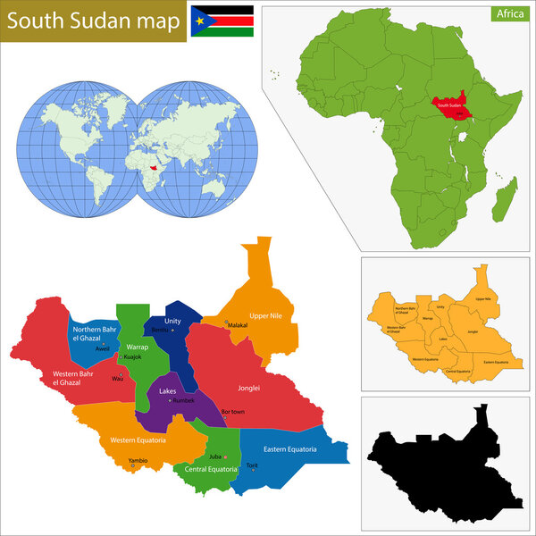 Карта Южного Судана
