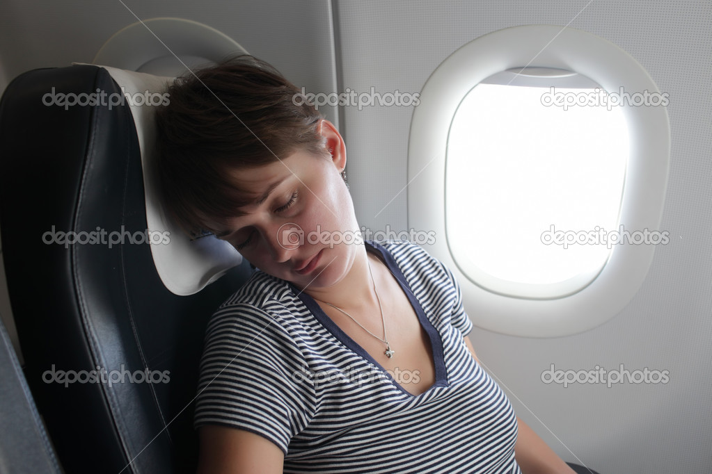 Woman at airplane