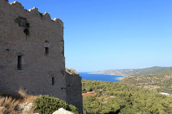 Muur kasteel van monolithos — Stockfoto