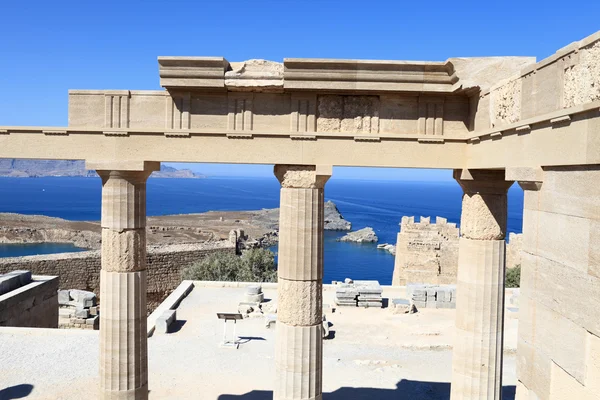 Details van de propylaea van de Akropolis lindos — Stockfoto