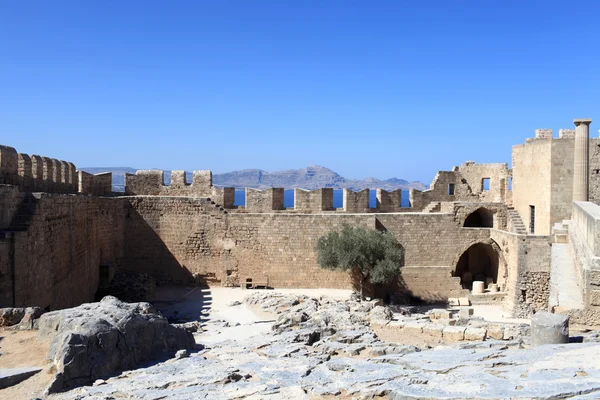 Parte da parede de Lindos Acropolis — Fotografia de Stock