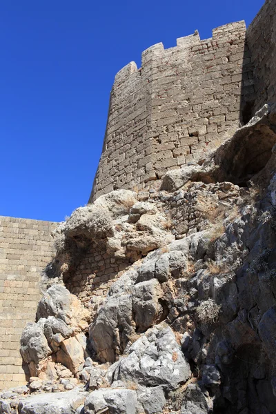 Mauer der Akropolis von Lindos — Stockfoto