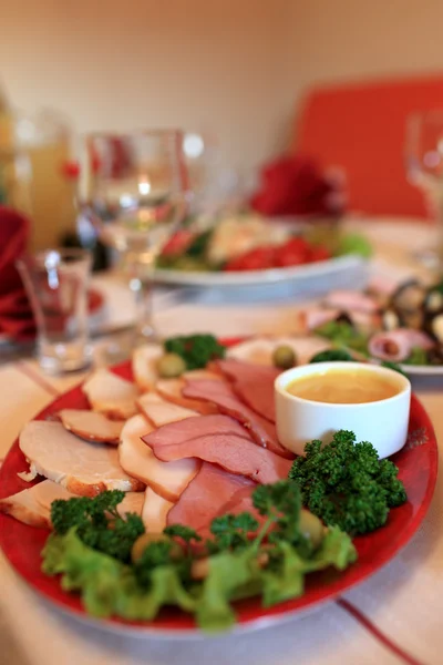 Sliced meat as cold appetizer — Stock Photo, Image