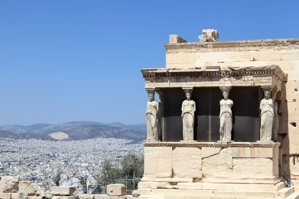 Szobrászat Erechtheum görög templom — Stock Fotó