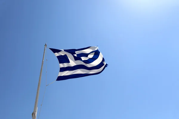 Griekse vlag zwaaien — Stockfoto