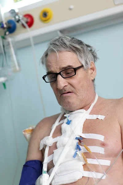 Patient with bandage on chest — Stock Photo, Image