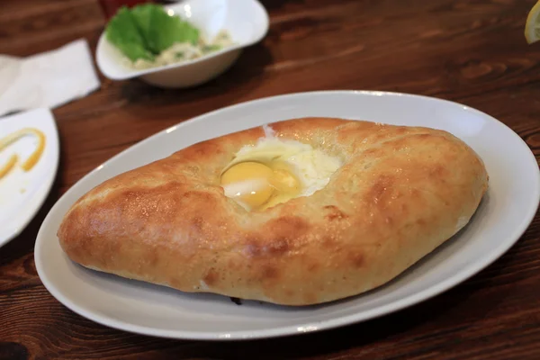 Adjarian Khachapuri with egg — Stock Photo, Image