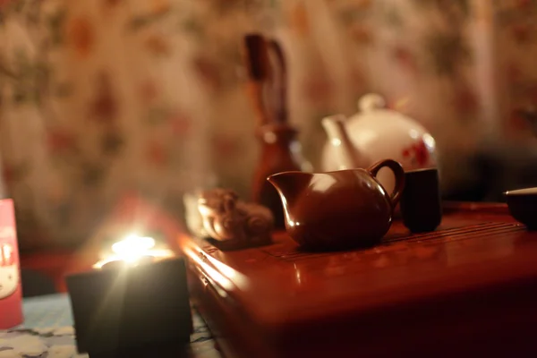 Çay töreni bir restoranda ayarla — Stok fotoğraf