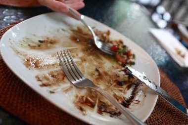 bir tabakta yemek artıkları