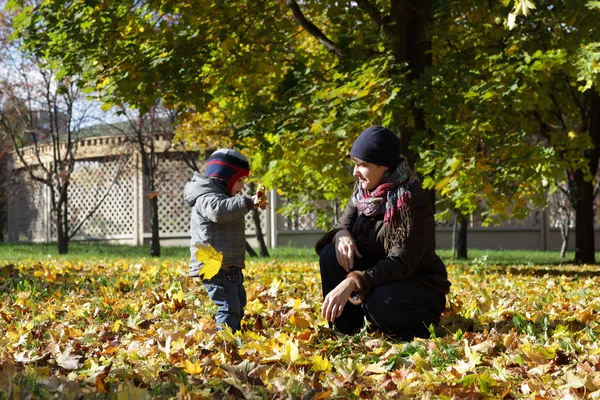 Madre con su hijo pequeño en el parque —  Fotos de Stock
