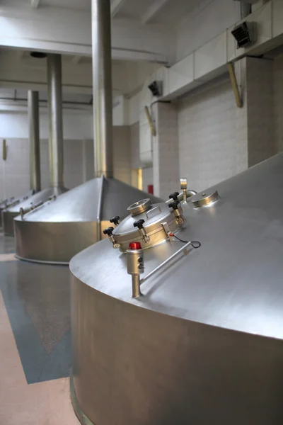 Part of stainless fermentation vats — Stock Photo, Image