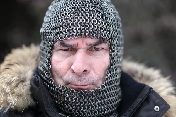 Angry man in armor — Stock Photo, Image