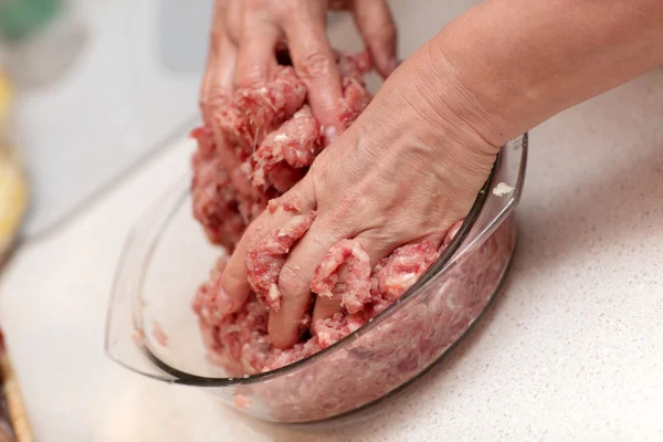 Cook making minced — Stock Photo, Image