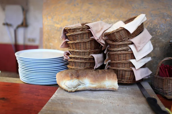 Baskets and bread — Stock Photo, Image