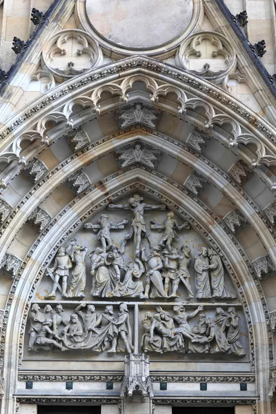Ornament of tympanum St. Vitus Cathedral — Stock Photo, Image