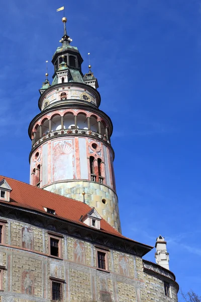Zaokrąglone wieża Zamku cesky krumlov — Zdjęcie stockowe