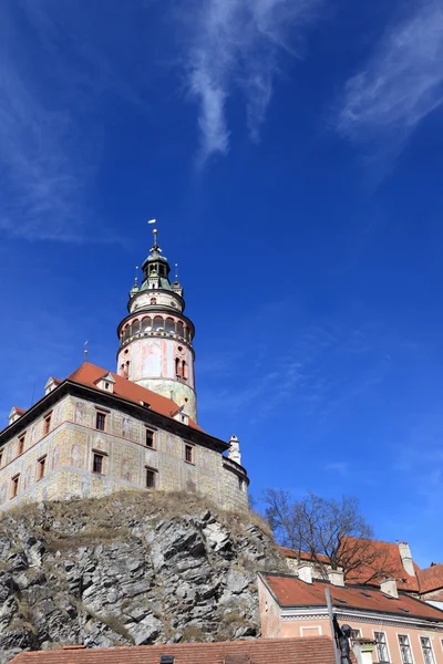 Vista del castillo de Cesky Krumlov desde el fondo —  Fotos de Stock