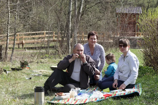 Familia descansando en el picnic — Foto de Stock