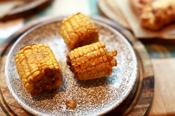View Grilled Corn Plate Restaurant — Stock Photo, Image