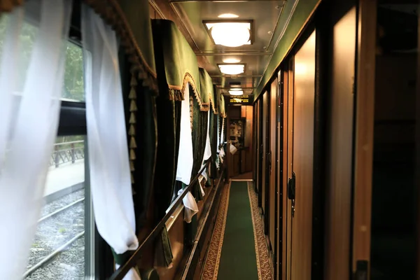 Interieur Van Lege Vintage Treinwagon Rusland — Stockfoto