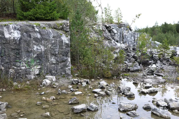Krajobraz Włoskiego Kamieniołomu Lecie Ruskeala Karelia — Zdjęcie stockowe