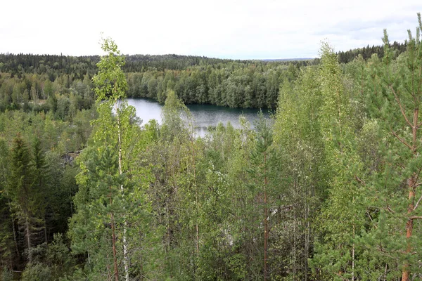 Vista Del Lago Cañón Mármol Karelia Ruskeala — Foto de Stock
