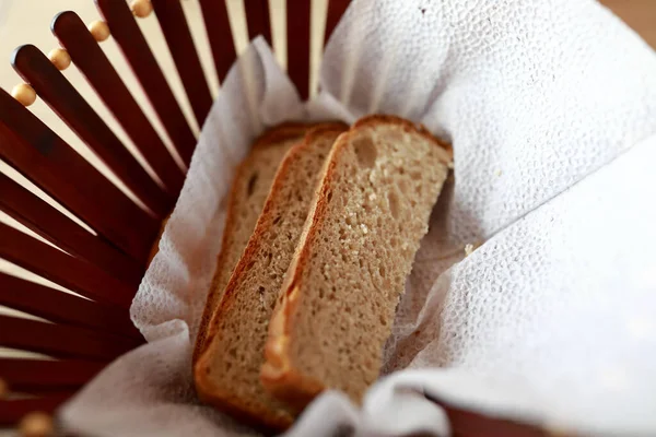 Three Pieces Bread Basket Restaurant — Stock Photo, Image