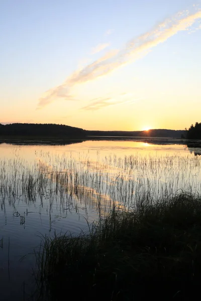 Blick Auf Den Ruhigen See Bei Sonnenuntergang Sommer Karelien — Stockfoto