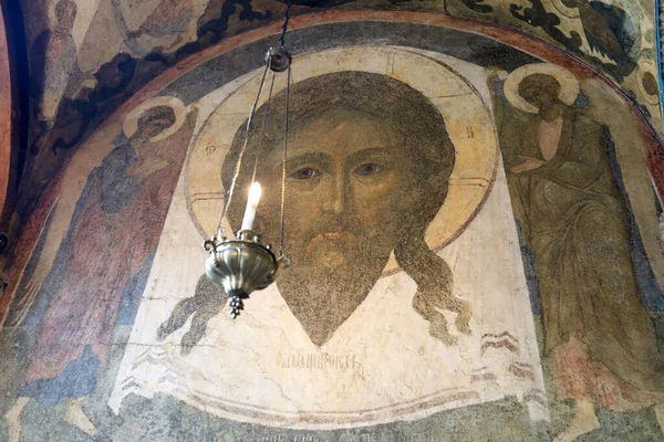 Fresk Jezusa Chrystusa Rosyjskiej Cerkwi Prawosławnej Moskwie Kreml Rosja Zdjęcia Stockowe bez tantiem