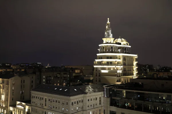 Blick Auf Den Tatlin Turm Bei Nacht Moskau Russland — Stockfoto