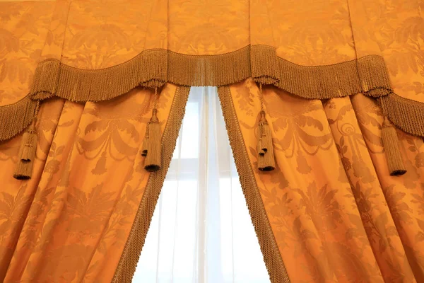 Part Window Brown Curtain Palace — Stock Photo, Image