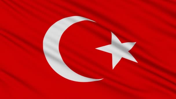 Bandera turca, con estructura real de un tejido — Vídeos de Stock
