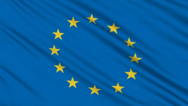 Europe flag, with real structure of a fabric — Stock Video
