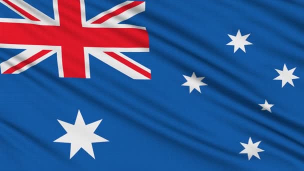 Australische Flagge, mit realer Struktur eines Stoffes — Stockvideo