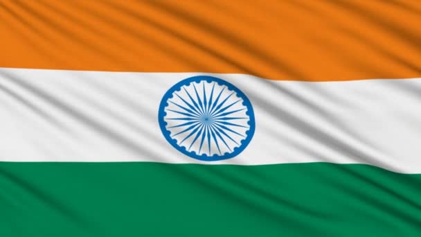 Bir kumaş gerçek yapısı ile Hindistan bayrağı — Stok video