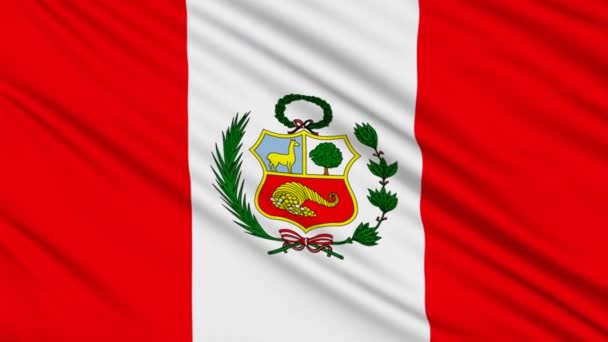 Peruanska flaggan, med verkliga struktur av ett tyg — Stockvideo