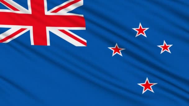 Neuseeländische Flagge mit realer Struktur eines Gewebes — Stockvideo