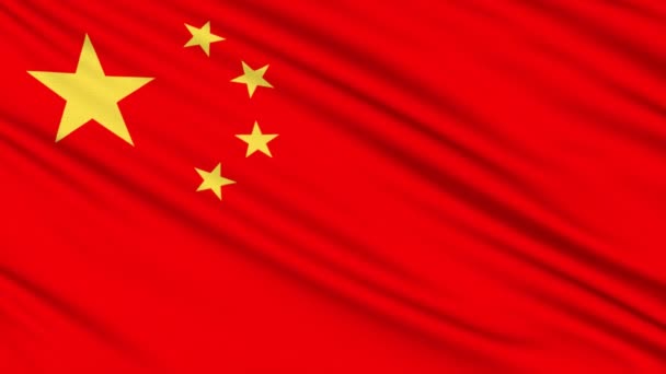 Chinese vlag, met echte structuur van een stof — Stockvideo