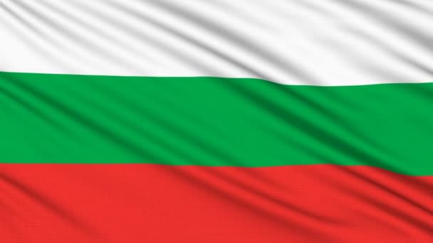 Bulgarien flagga, med verkliga struktur av ett tyg — Stockvideo