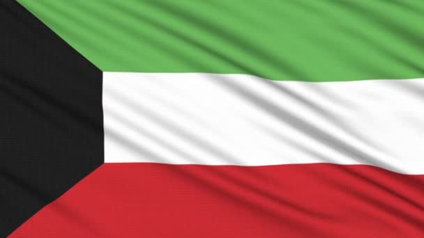 La bandera de Kuwait, con la composición presente de la tela — Vídeos de Stock