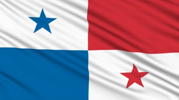 Bandera de Panamá, con estructura real de un tejido — Vídeos de Stock