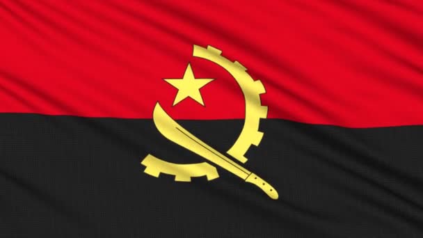 Bandeira de Angola, com estrutura real de um tecido — Vídeo de Stock