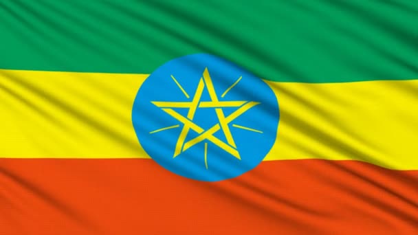 Bir kumaş gerçek yapısı ile Etiyopya bayrağı — Stok video