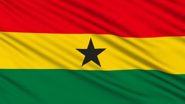 Ghanas flagga, med verkliga struktur av ett tyg — Stockvideo