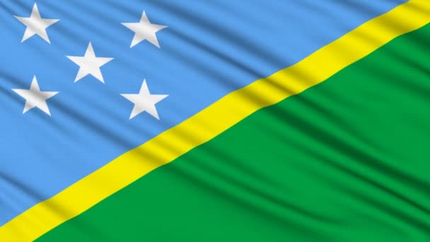 所罗门群岛国旗，与真正的组织结构的织物 — 图库视频影像