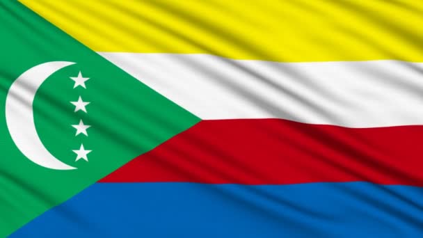 Bandera de Comoras, con estructura real de un tejido — Vídeos de Stock