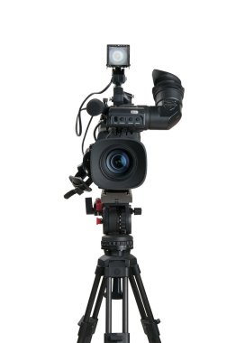 profesyonel dijital video kamera, beyaz zemin üzerine izole