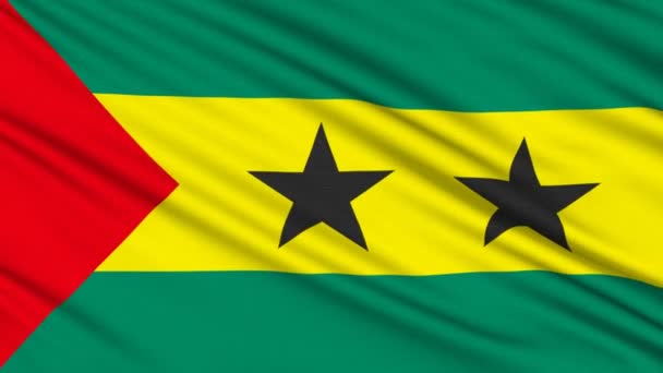 Sao Tome Flag, con struttura reale di un tessuto — Video Stock