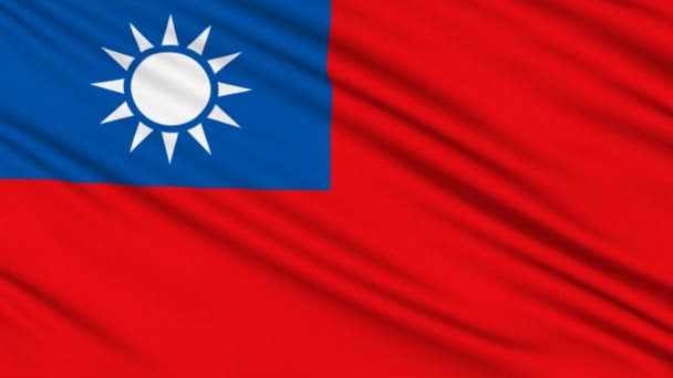 Taiwan flag, med verkliga struktur av ett tyg — Stockvideo