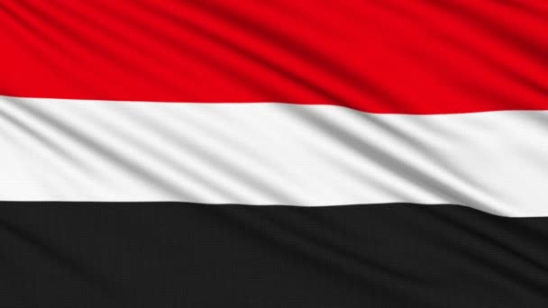 Bandiera Yemen, con struttura reale di un tessuto — Video Stock
